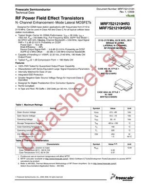 MRF7S21210HR3 datasheet  